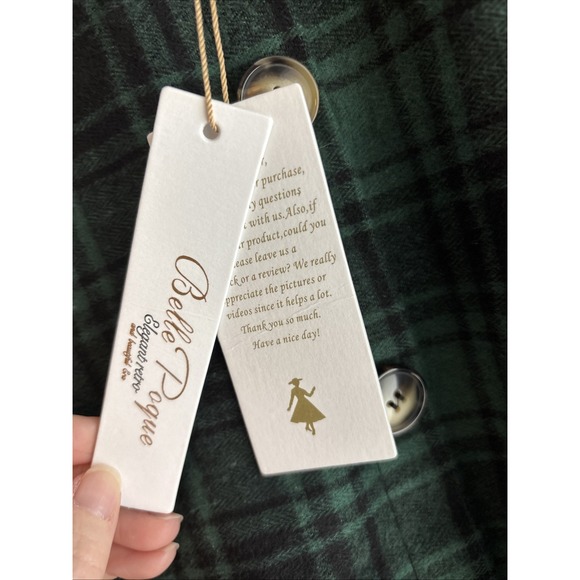 Belle Pogue Plaid Midi Skirt M Green Black  Academia Preppy Retro‎ Tartan New - Picture 2 of 5